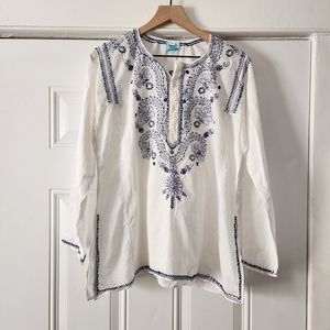 Floral white long sleeve XL top